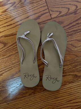 Roxy Rose Gold Braided Strap Sandals